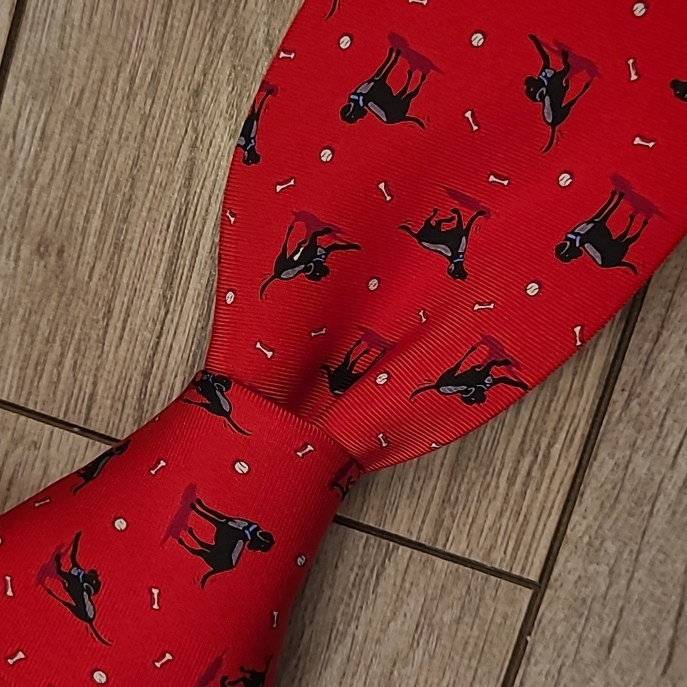 BIRD DOG‎ BAY Red Whimsical Dog Fetch Bone Pattern Mens Silk Tie